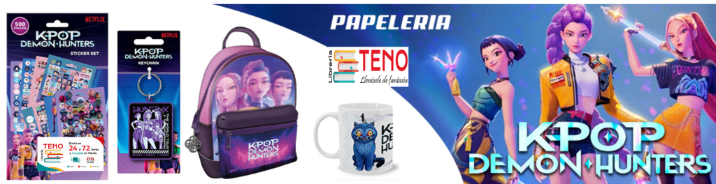 Banner KPOP Demon Hunters papelería Librería Teno