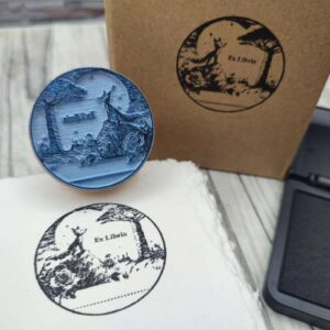 SELLO EXLIBRIS DE MADERA + TAMPON ROSA Y ZORRO R45