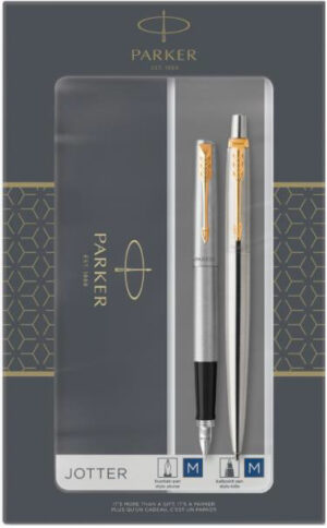 JUEGO BOLIGRAFO Y PLUMA PARKER JOTTER ACERO GT