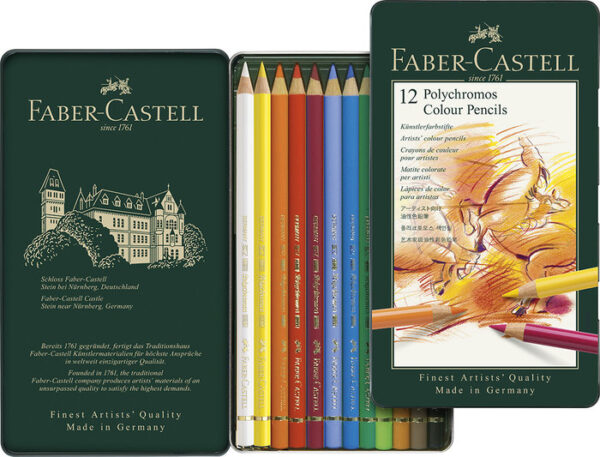 LAPIZ FABER POLYCHROMOS 12 COLORES ESTUCHE METALICO