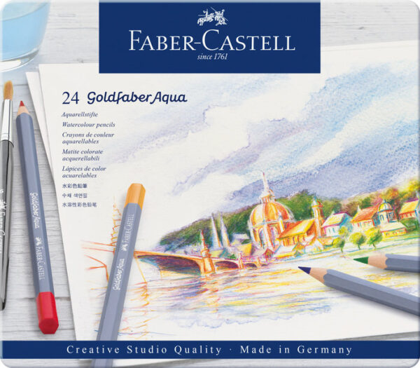 LAPIZ FABER GOLDFABER ACUARELABLE 24 COLORES ESTUCHE METAL
