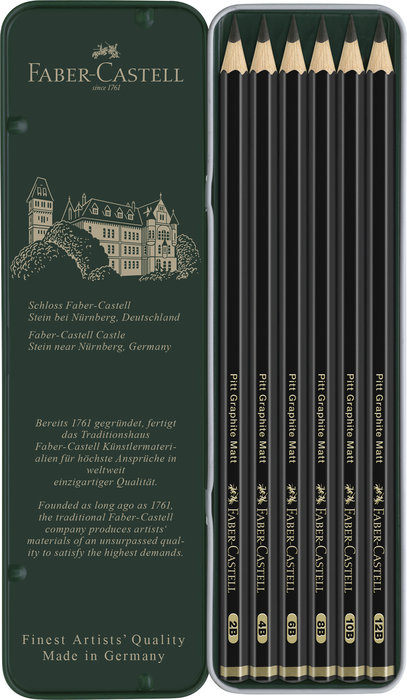 LAPIZ FABER CASTELL PITT GRAPHITE MATT 6 GRADUACIONES (1X2B,