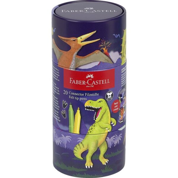 ROTULADOR FABER CASTELL CONNECTOR 20 COLORES DINOSAURIOS
