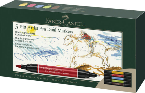 ROTULADOR FABER PITT ARTIST PEN DUAL MARKER 5 COLORES SURTI