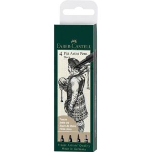 ROTULADOR FABER PITT NEGRO ESTUCHE 4 GRADUACIONES DIFERENTES