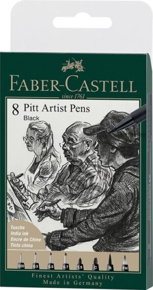 ROTULADOR FABER PITT NEGRO ESTUCHE 8 GRADUACIONES DIFERENTES