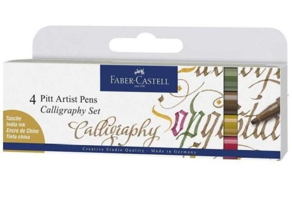 SET 4 ROTULADORES FABER CASTEL PITT CALIGRAFIA MULTICOLOR
