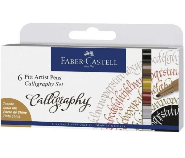 SET 6 ROTULADORES FABER CASTEL PITT CALIGRAFIA MULTICOLOR