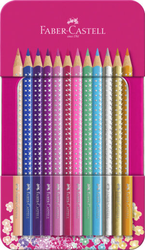 LAPIZ FABER SPARKLE 12 COLORES SURTIDOS ESTUCHE METALICO