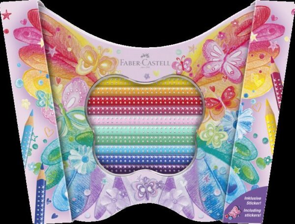 LAPIZ FABER CASTELL SPARKLE PASTEL ESTUCHE METAL MARIPOSA