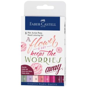 SET 8 ROTULADORES FABER CASTEL PITT HAND LETTERING TONO ROSA