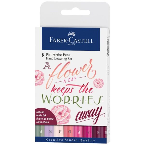SET 8 ROTULADORES FABER CASTEL PITT HAND LETTERING TONO ROSA