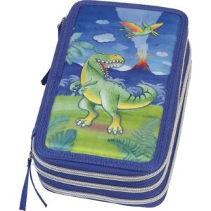 PLUMIER FABER CASTELL ESCOLAR TRIPLE DINOSAURIO CONTENIDO