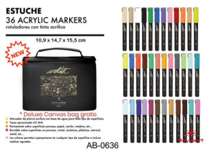 ESTUCHE 36 ROTULADORES ACRILICOS GAMA ARTIST CON ORGANIZADO