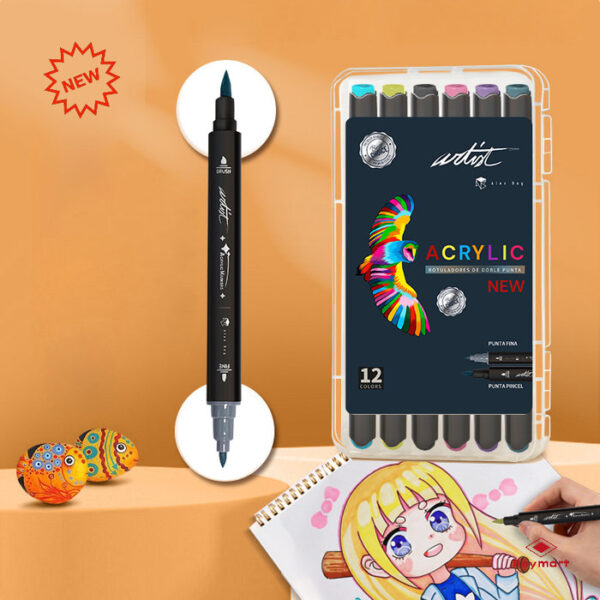 ESTUCHE ACRILICOS DOBLE PUNTA ARTIST 12 COLORES