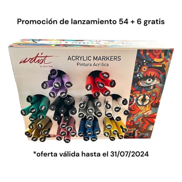 EXP, 60 ACRYLIC MARKER PEN 10 COLORES 5 UDS CADA COLOR
