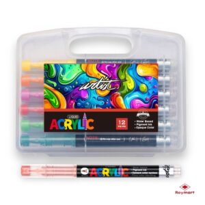 ESTUCHE MALETIN ACRILICOS REAL BRUSH 12 COLORESORES