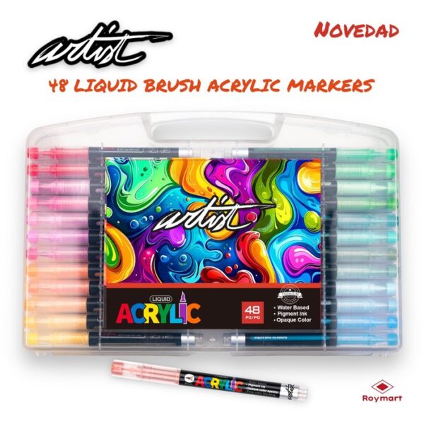 ESTUCHE MALETIN ACRILICOS REAL BRUSH 48 COLORES