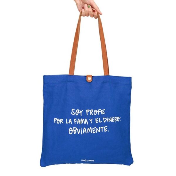 BOLSA DE TELA Y ASAS POLIPIEL PROFE FAMA