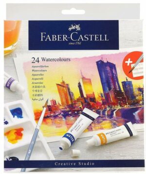 ACUARELAS TUBO FABER CASTELL 24 COLORES+PALETA PARA MEZCLAR