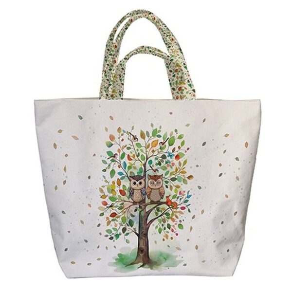 BOLSA DE TELA SHOPPING XL CON DOBLE ASA BUHOS