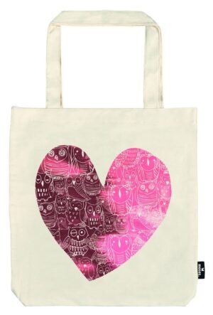 BOLSA DE TELA DE LA COMPRA CORAZON CON BUHO