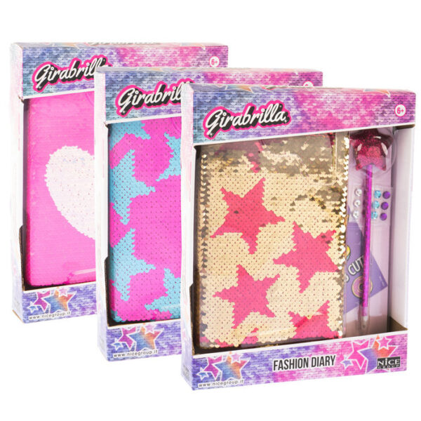 GIRABRILLA DIARIO FASHION CON PEGATINAS Y LAPIZ