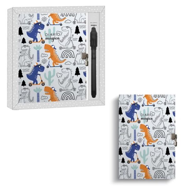 DIARIO CON BOLIGRAFO MAGICO DINOSAURIOS 90P Y CERRADURA