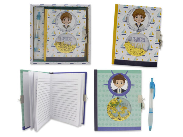 DIARIO NIÑO LENTEJUELAS Y BOLIGRAFO COMUNION