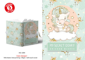 DIARIO A5 168H CON CANDADO UNICORN WISHES