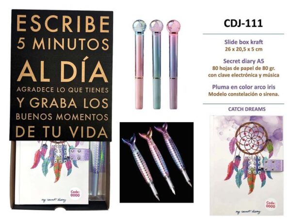 DIARIO CON CLAVE Y PLUMA ATRAPASUEÑOS