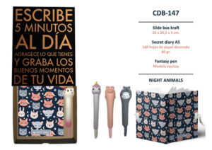 DIARIO CON CANDADO Y BOLI A JUEGO ANIMALITOS