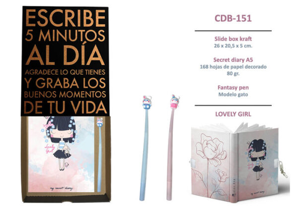 DIARIO CON CANDADO Y BOLI A JUEGO MUÑECA