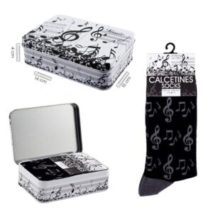 LATA CALCETINES NOTA MUSICA GRIS TALLA UNICA