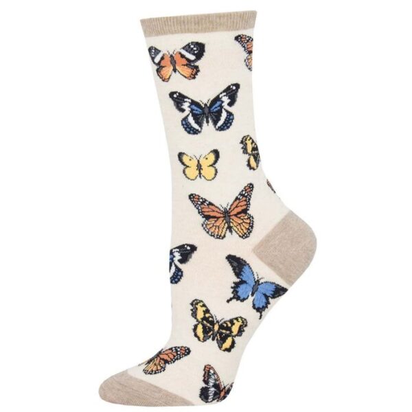 CALCETINES DE ALGODON MEDIA CAÑA 36-41 BUTTERFLIES IVORY