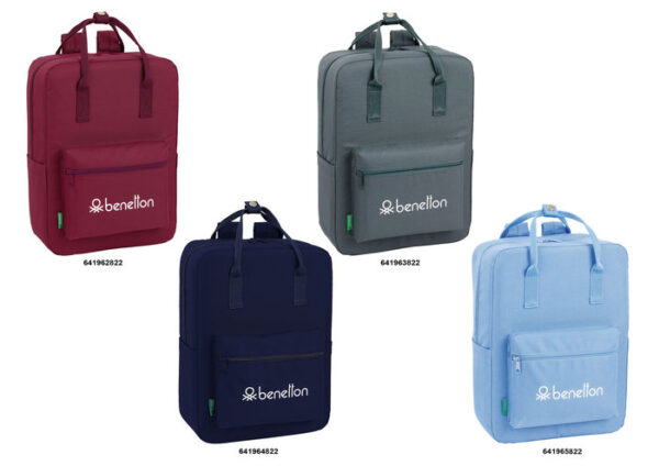 LOTE 4 MOCHILAS CON ASAS COLORES LISOS SURTIDOS BENETTON