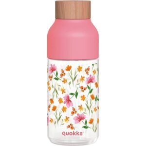 BOTELLA TRITAN 570 ML ICE PINK FLOWERS ROSA QUOKKA