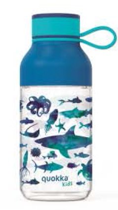 BOTELLA INFANTIL TRITAN CON ASA 430 ML PECES AZUL QUOKKA