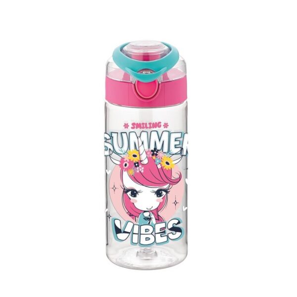 BOTELLA AGUA INFANTIL CON ASA DE 500ML UNICORNIO