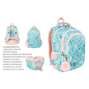 Mochila Escolar Charming Cats 39x27x17 Cm