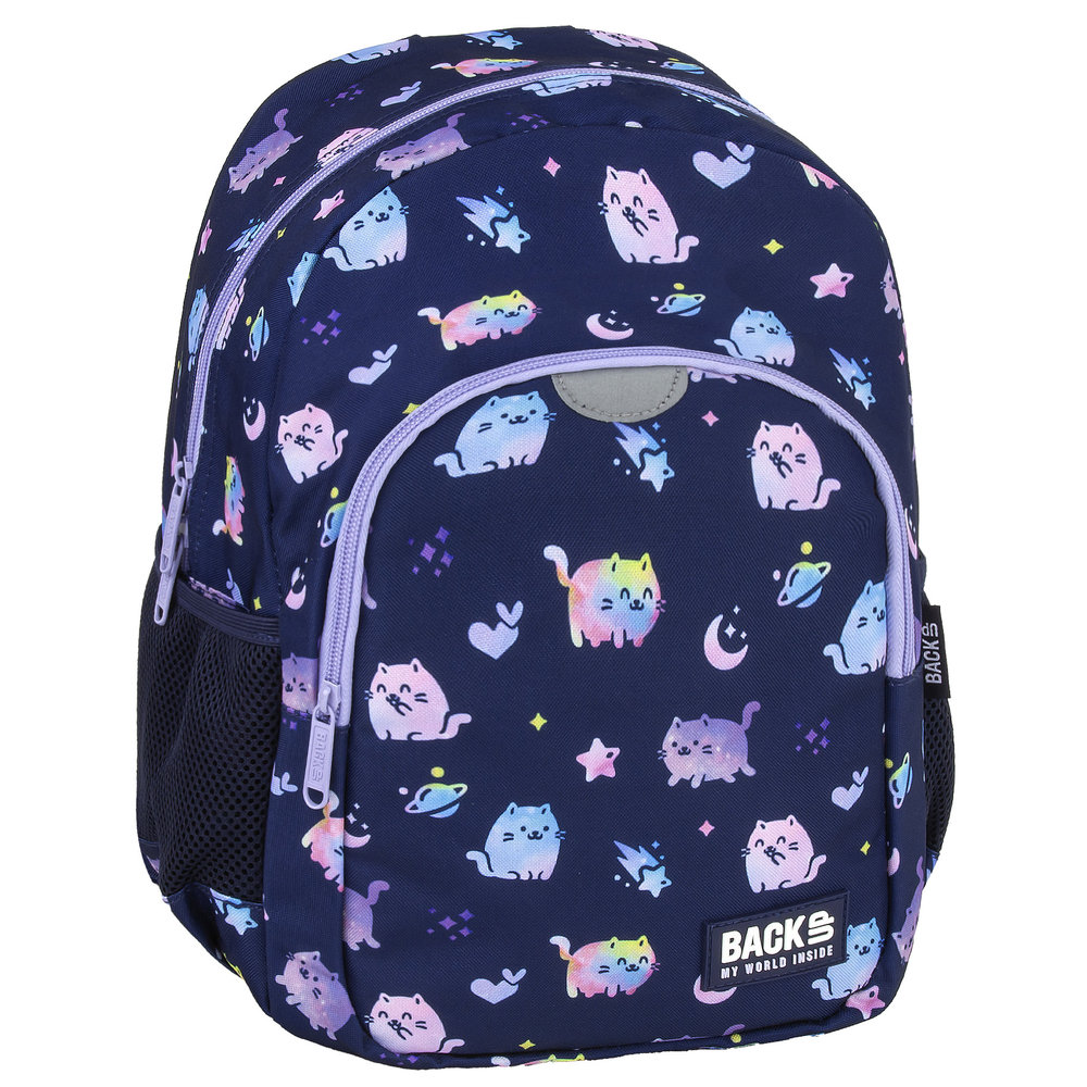 Mochila Infantil Doble Back Up Gato Cosmico