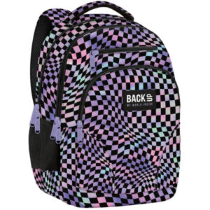 Mochila Doble Escolar Back Up Cuadros Morados Y Rosas