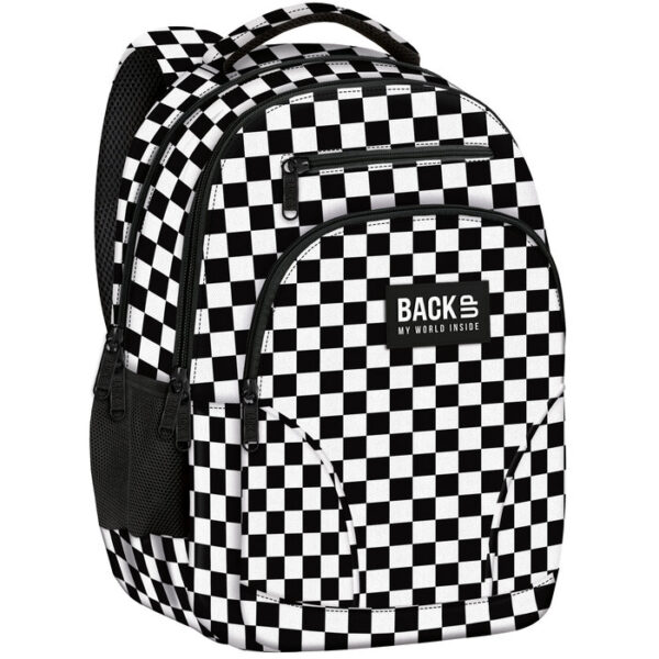 Mochila Doble Escolar Back Up Cuadros Clasica