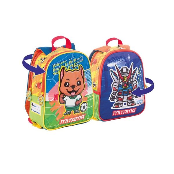 Mochila Mitama Spinny Doble Cara Perro Y Robot
