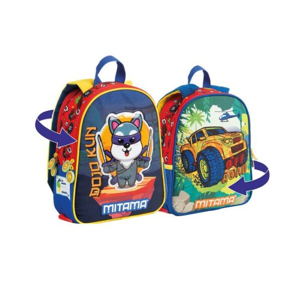 Mochila Mitama Spinny Doble Cara Ninja Y Coche