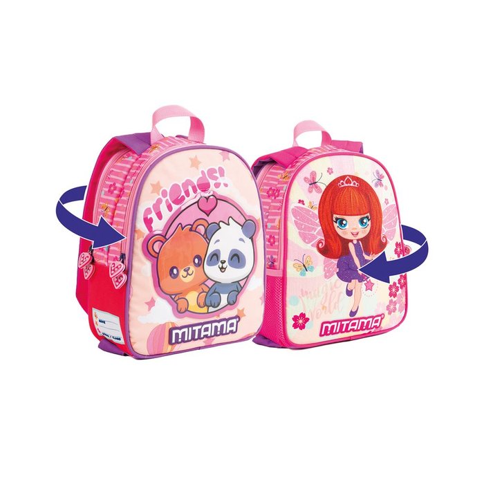 Mochila Mitama Spinny Doble Cara Panda Y Hada