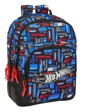 Mochila Doble Cantoneras 42cm Adapt A Carro Hot Wheels