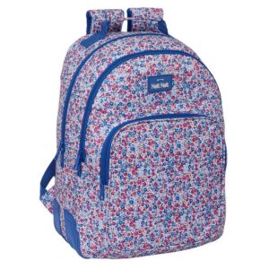 Mochila Doble Cantoneras Adapta Carro Flores Coimbra Azul