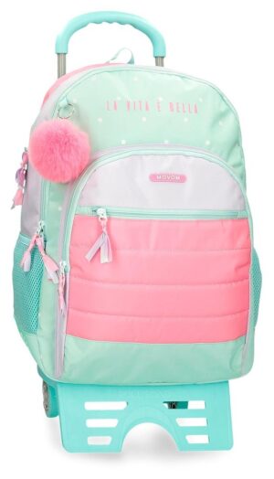 Mochila Escolar Doble Movom La Vita E Bella Con Carro 46cm