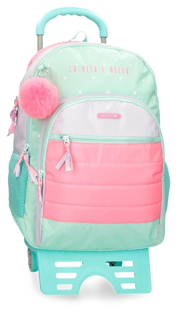 Mochila Escolar Doble Movom La Vita E Bella Con Carro 46cm